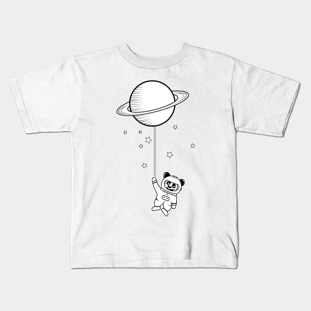 little astronaut panda bear with Saturn balloon Kids T-Shirt by Kisho